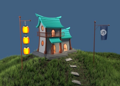 C4D中式场景建模渲染以及动画小练习